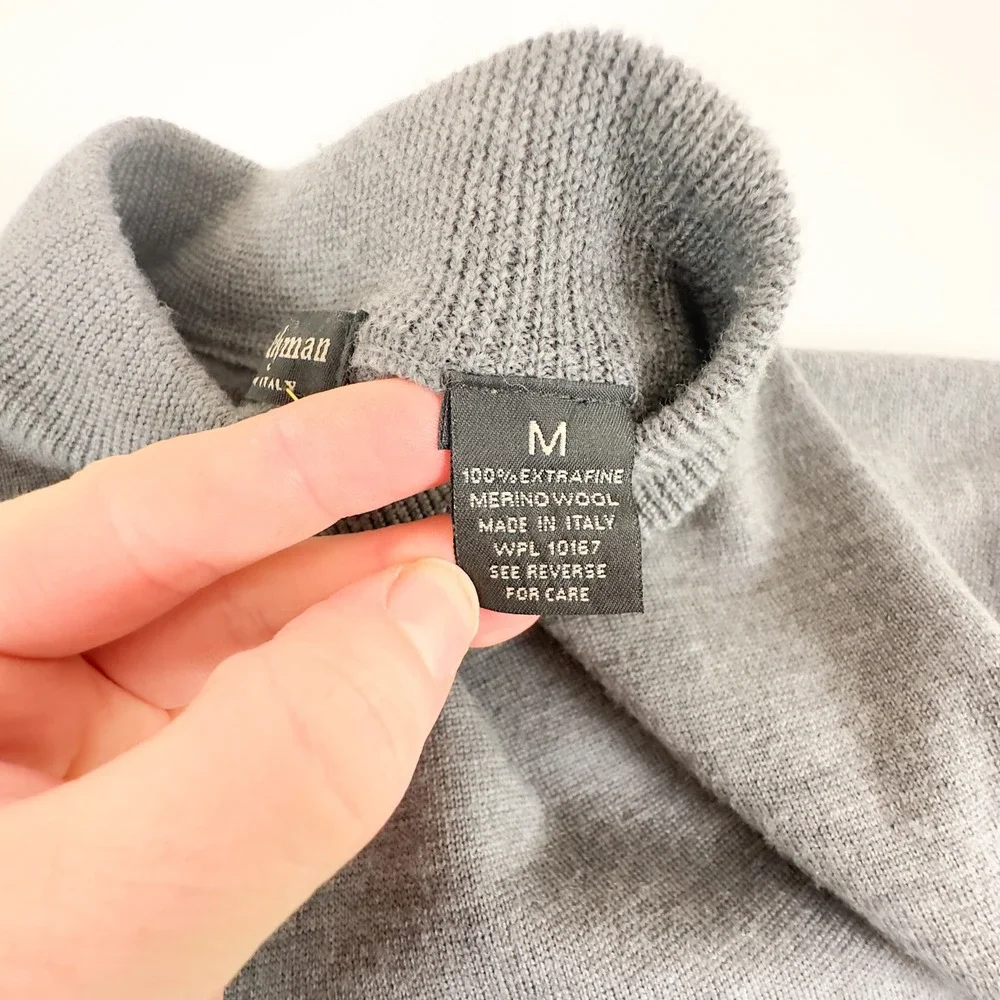 90s/00s Joseph & Lyman Mock Neck Sweater Gray‎ Merino Wool Medium